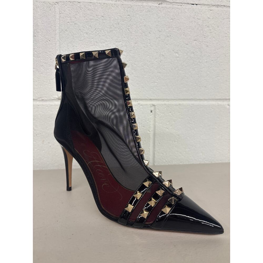 Valentino Sz 37 1/2 90mm Rockstud Black Mesh Pointed Toe Stiletto Ankle Boots - Picture 2 of 7